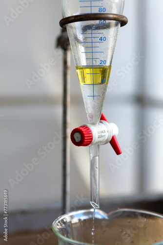 essential oil extraction via steam distillation in a separating funnel