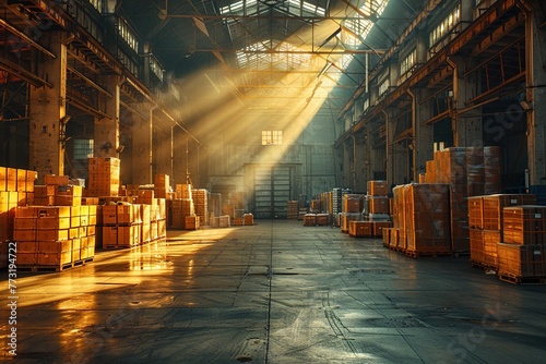Interior of a large warehouse