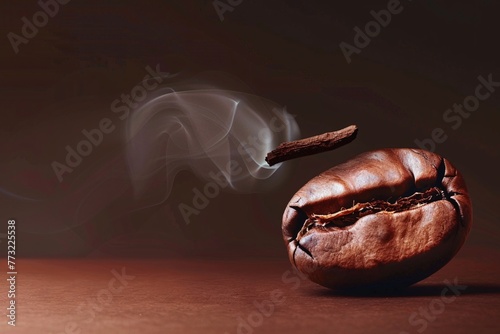 a coffee bean with smoke coming out of it