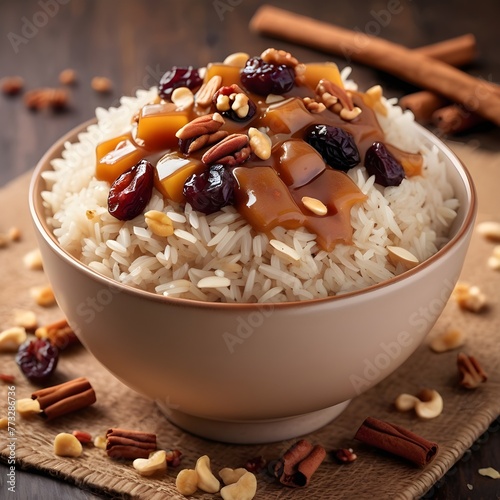 Rice caramel with nuts and raisins