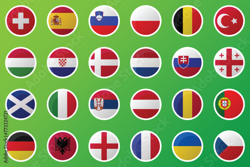 Table of the final draw of the european football championship. National football teams with flag icons