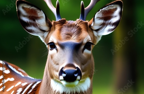 Close up of a curious deer looking at the camera with 