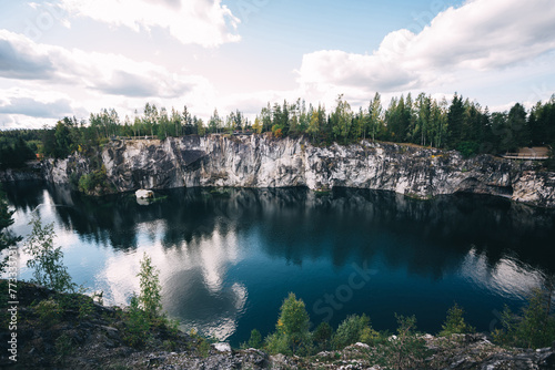 summer landskape of marble canyon in Ruskeala mountain park near Sortavala in Karelia, Russia