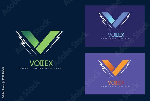 alphabet brand identity corporate monogram letter V logo design