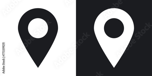 Location Pointer and GPS Marker Icons. Map Pin and Directional Guide Symbols.