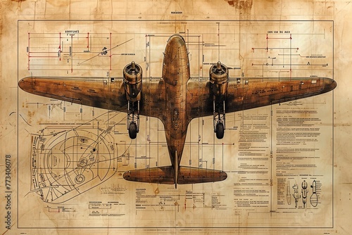 Airplane Patent From 1945, Designed to look exactly like the original patent print