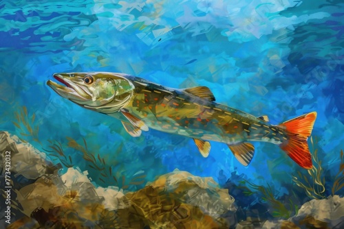 Image of an underwater pike fish