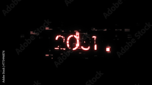 3D rendering 2031 text with screen effects of technological glitches