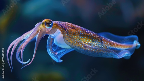 Close up of a squid in a tank, suitable for marine life concepts