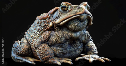Toad with warty skin, eyes bulging, sitting patiently.