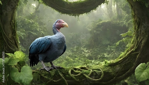 A Dodo Bird In A Jungle Of Giant Vines