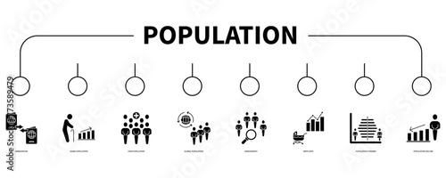 Population account banner web icon vector illustration concept