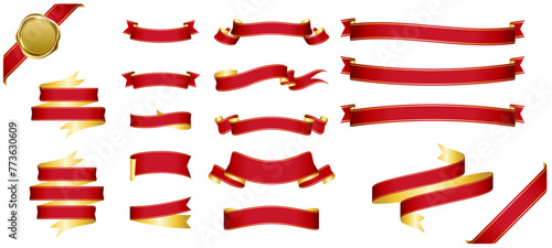 red ribbon banner design material