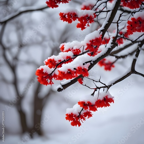 red flower in a white snow field