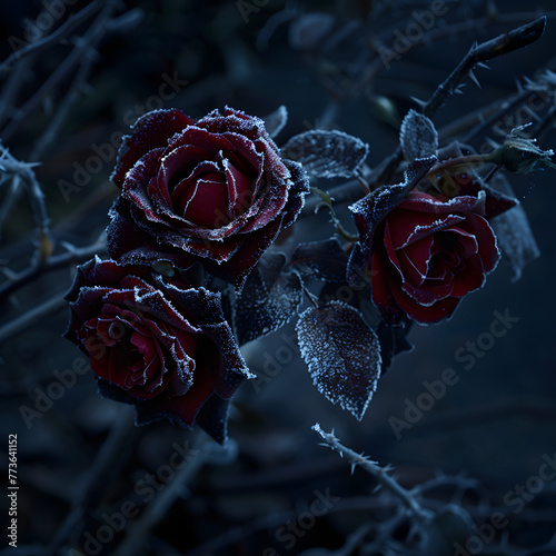 Red rose goth aesthetic with frost