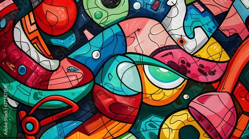 Vibrant Abstract Graffiti Art in Red, Blue, and Green Wallpaper Background
