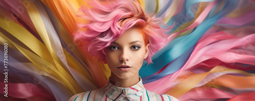 Woman With Pink Hair 