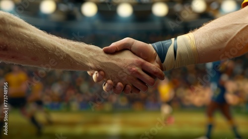 the sportsmanship of a handshake between opposing players at the end of a hard fought match