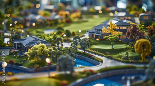 A real estate developer showcasing a tiny replica of a retirement community
