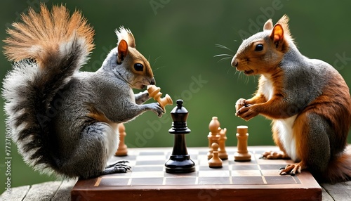 A Dodo Bird Playing Chess With A Squirrel 2