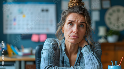 Portrait d'une femme dans la cinquantaine stressée au travail