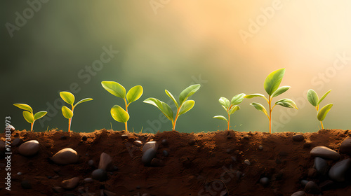 Seedlings growing on soil