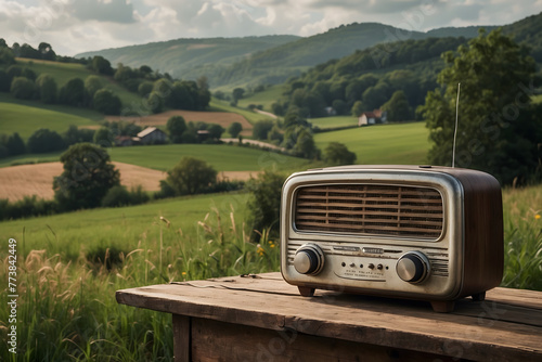 A vintage radio at country side