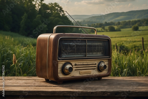 A vintage radio at country side