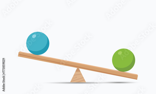 Two spheres out of balance. Unbalanced scales