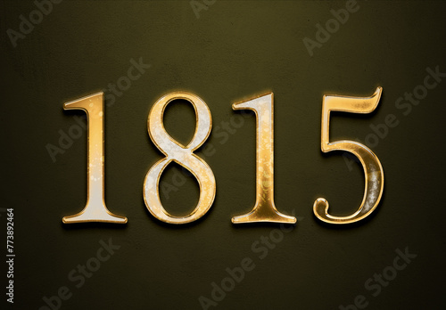 Old gold effect of 1815 number with 3D glossy style Mockup. 