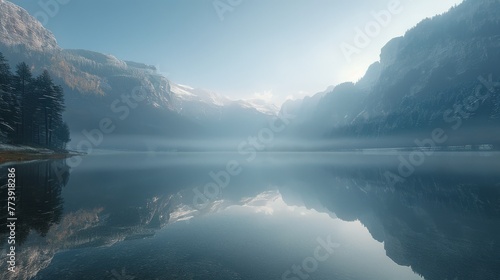 Pristine Lake Surrounded by Mountains and Trees