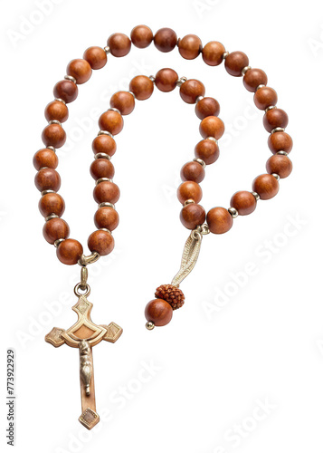 wooden rosary beads isolated on transparent background. png