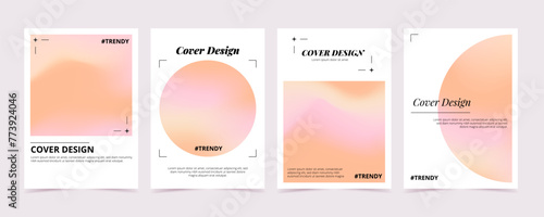 Peach fuzz background collection. Trendy color of the year 2024, cover template. Vector illustration