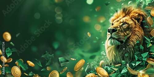 Lion Surrounded by Gold Coins