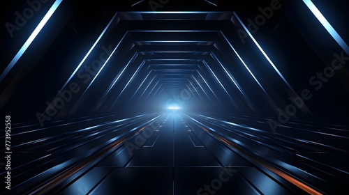 Abstract Design Background, Futuristic tunnel background, dark black and dark blue, minimalist grid style, futuristic, minimalist stage design. For Design, Background, Cover, Poster, Banner, PPT, KV d