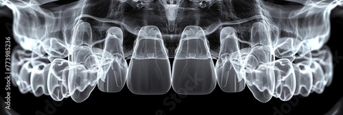 Immersive 3D facial x-ray showcases intricate mandible and maxilla features