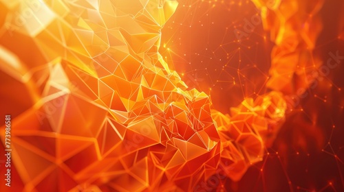 Tangerine orange low polygons illustrating a scifi energy core, vibrant abstract and futuristic design