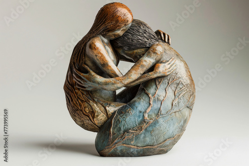 Imagine love as a delicate balance between strength and vulnerability, symbolized by the interlocking embrace of two figures, each supporting and uplifting the other
