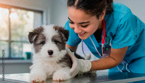 veterinaria con cachorro