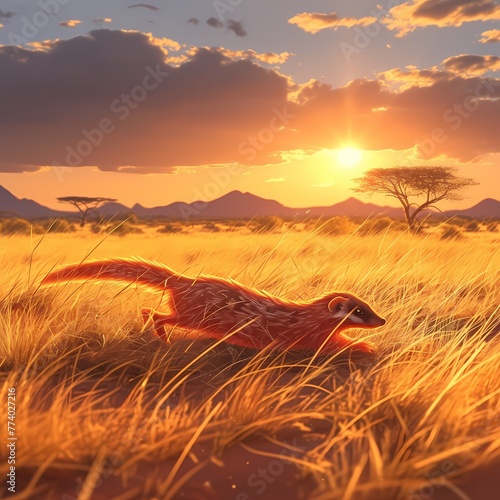 Embrace the Wild: Capture the Essence of Exciting Adventures with This Vibrant Mongoose Wildlife Stock Photo