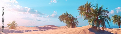 3D render icon A desert with palm trees icon 3d vision