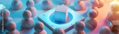 3D render icon A team of executives trying and failing to fit a square peg into a round hole, symbolizing collaboration challenges Humorous animation icon 3d ransomware