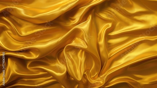 Abstract background of wrinkled gold brocade fabric