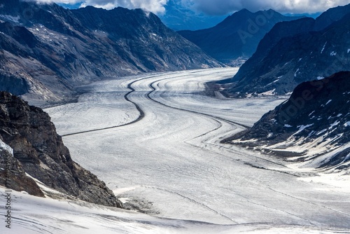 Aletsch Glacier and the Jungfrau Glacier in Switzerland