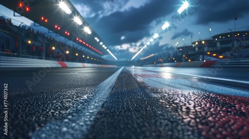 Illuminated racetrack under the night sky