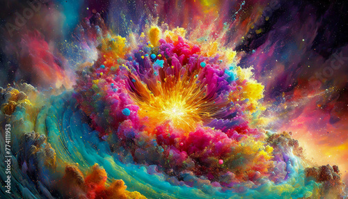 Colorful big bang in space