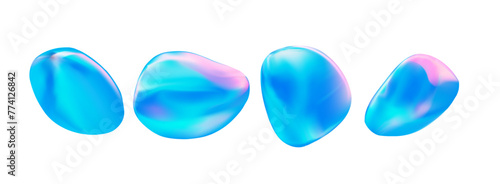 3D holographic abstract shape in the form of a gel or liquid stone. 3D vector element