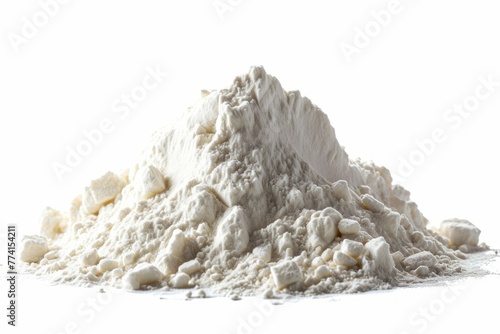A pile of flour separated on a white background, Generative AI 