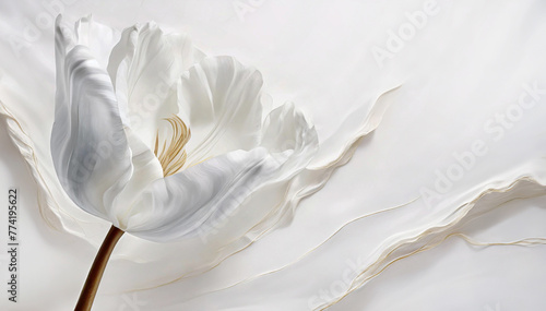 Białe tło kwiatowe, akryl. Dekoracja na ściane