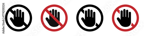 Don't touch vector icons set, no entry vector signs set